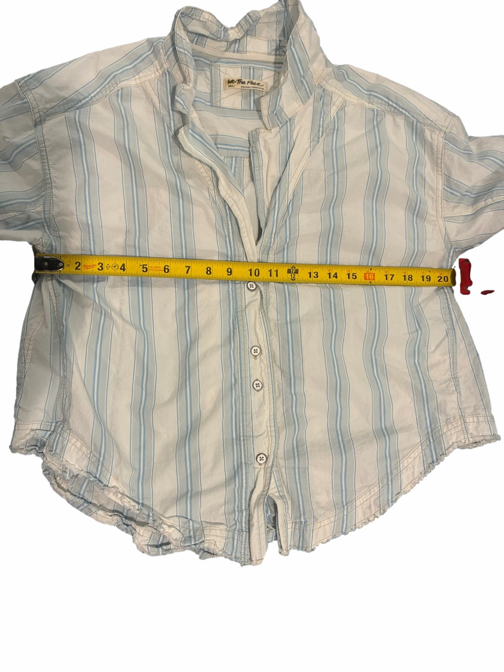 Free People Pale Blue Striped Button-Down Shirt - Picture 8 of 9